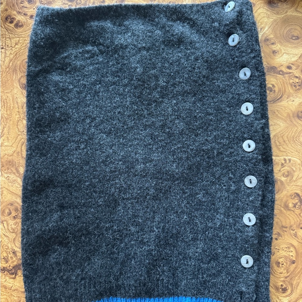 Gimaguas Charcoal Button-Down Wool Mini Skirt